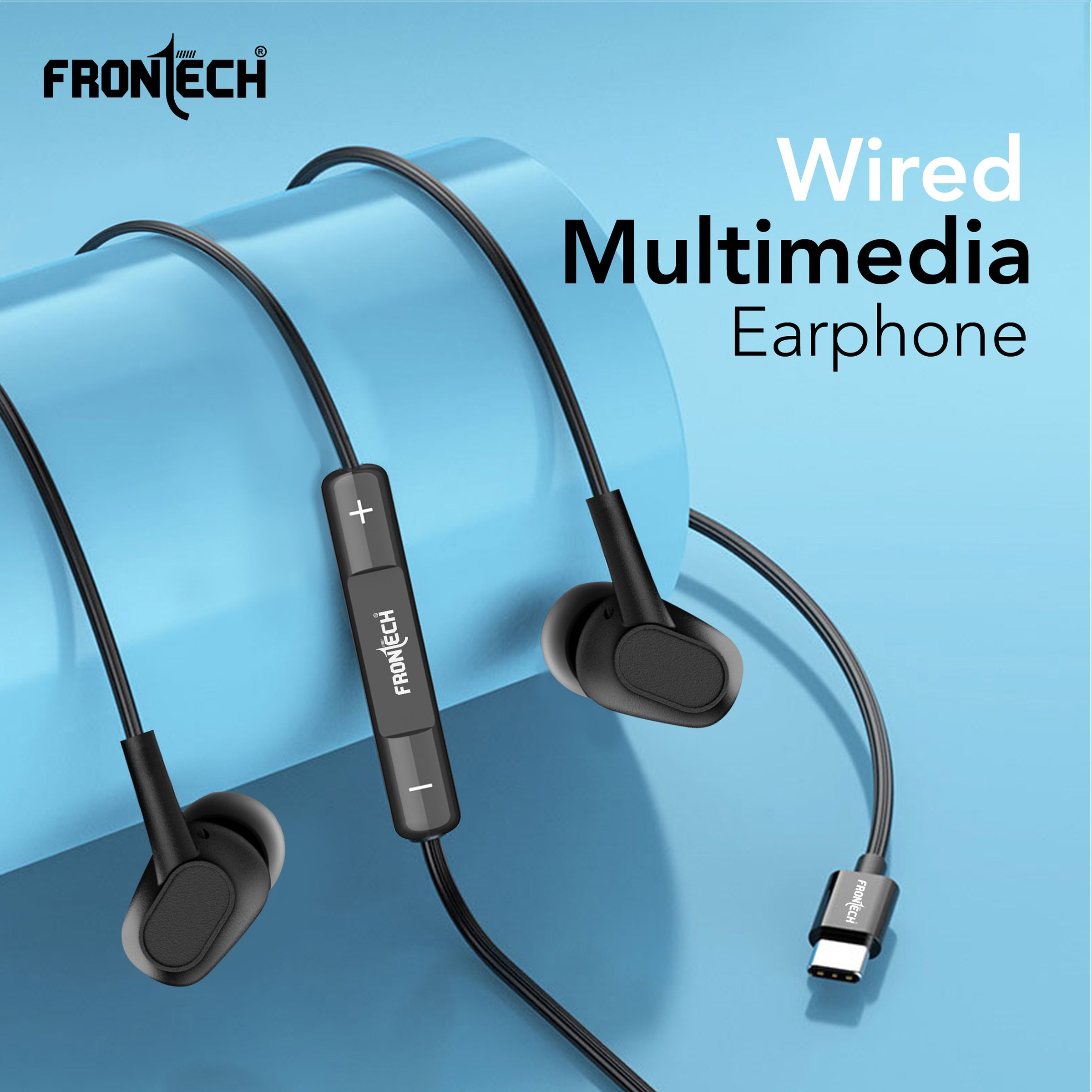 Frontech Wired Multimedia Earphone with Type-C Jack | 10mm Driver | HD Sound | Super Bass | Tangle-Free TPE Cable | In-line Mic & Volume Control | Extra Earbuds | Wide Compatibility (EF-0083) Frontech Wired Multimedia Earphone with Type-C Jack | 10mm Driver | HD Sound | Super Bass | Tangle-Free TPE Cable | In-line Mic & Volume Control | Extra Earbuds | Wide Compatibility (EF-0083)